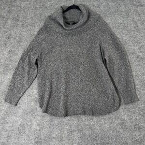 Tahari Women 2X Gray Knit Sweater Cowl Neck Long Sleeve Pullover Minimalist Chic